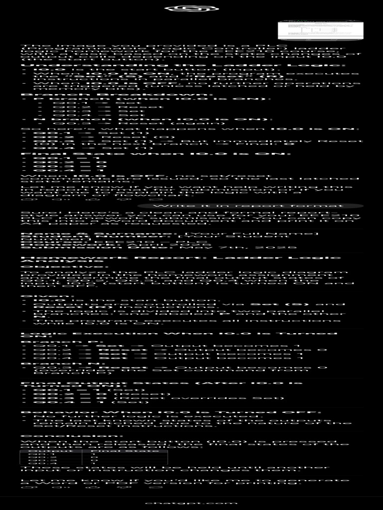 PLC Ladder Logic Explanation | PDF
