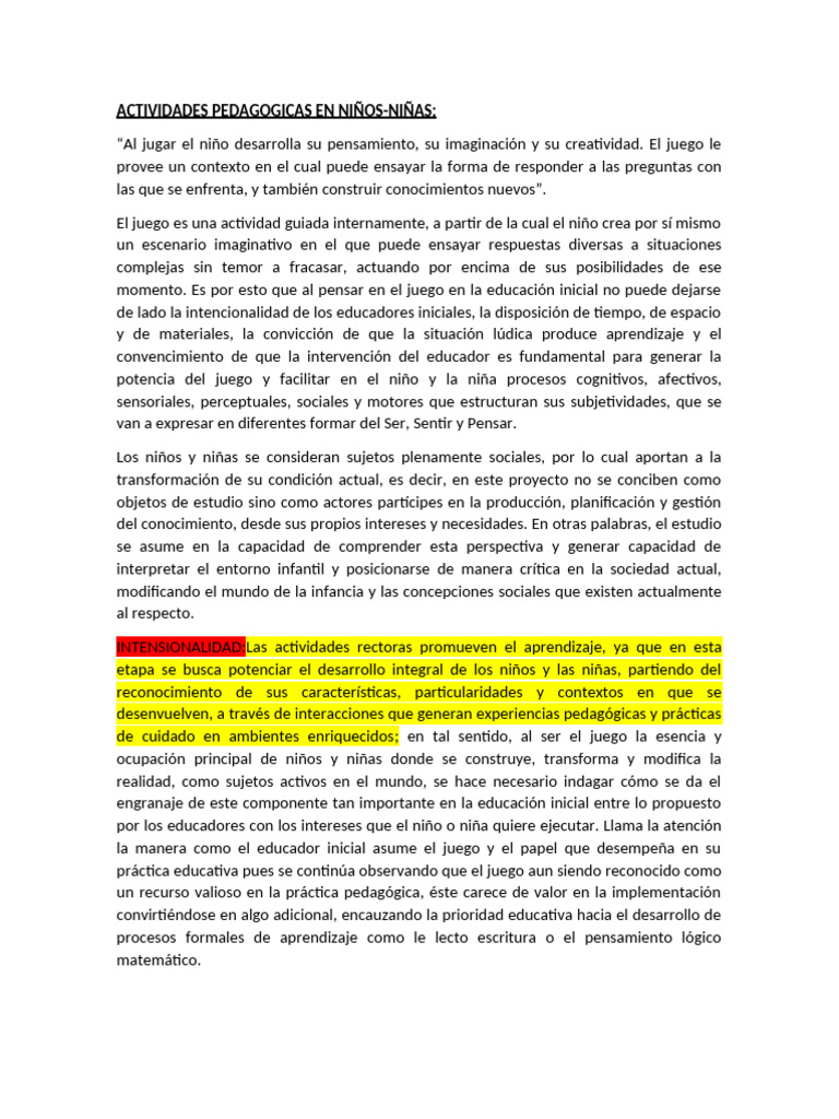 Juego y Aprendizaje en la Primera Infancia | PDF | Educación de la ...
