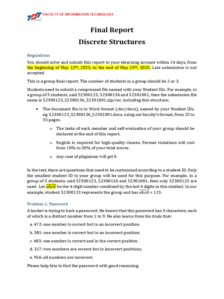 Final Report: Discrete Structures Guidelines | PDF | Discrete ...