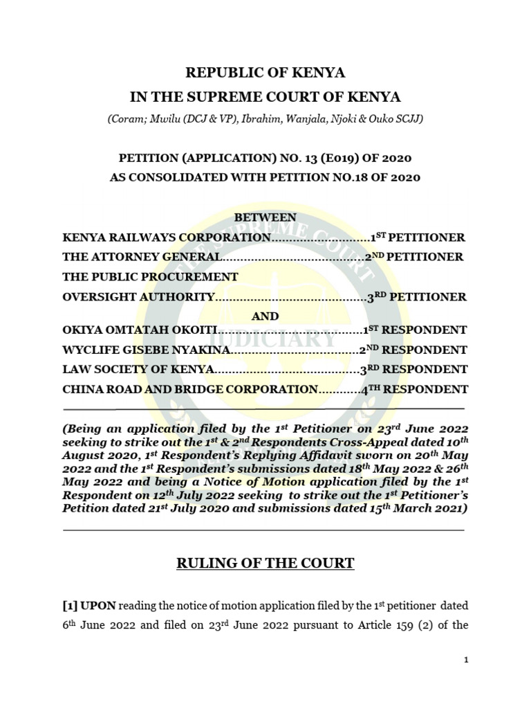 Kenya Supreme Court Ruling on Petitions | PDF | Affidavit | Notary Public
