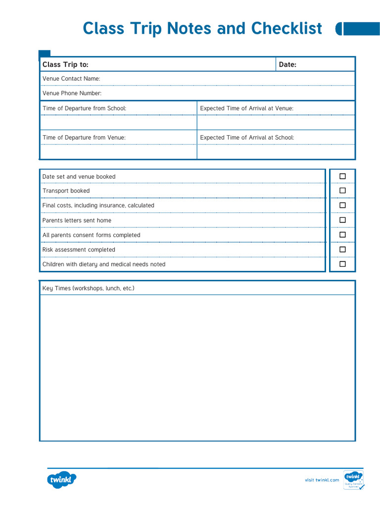 T C 2549288 Eyfs Class Trip Notes and Checklist - Ver - 1 | PDF