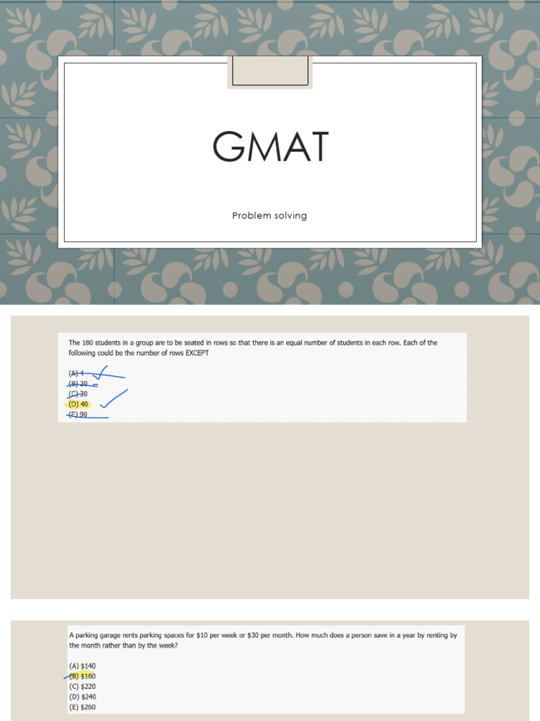 Gmat (Problem Solving) With Answer | PDF