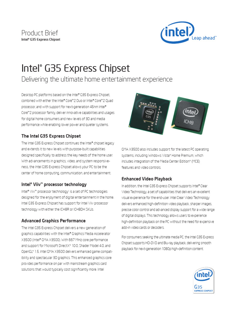 Intel G35 Chipset: Home Entertainment Hub | PDF | Hdmi | Intel