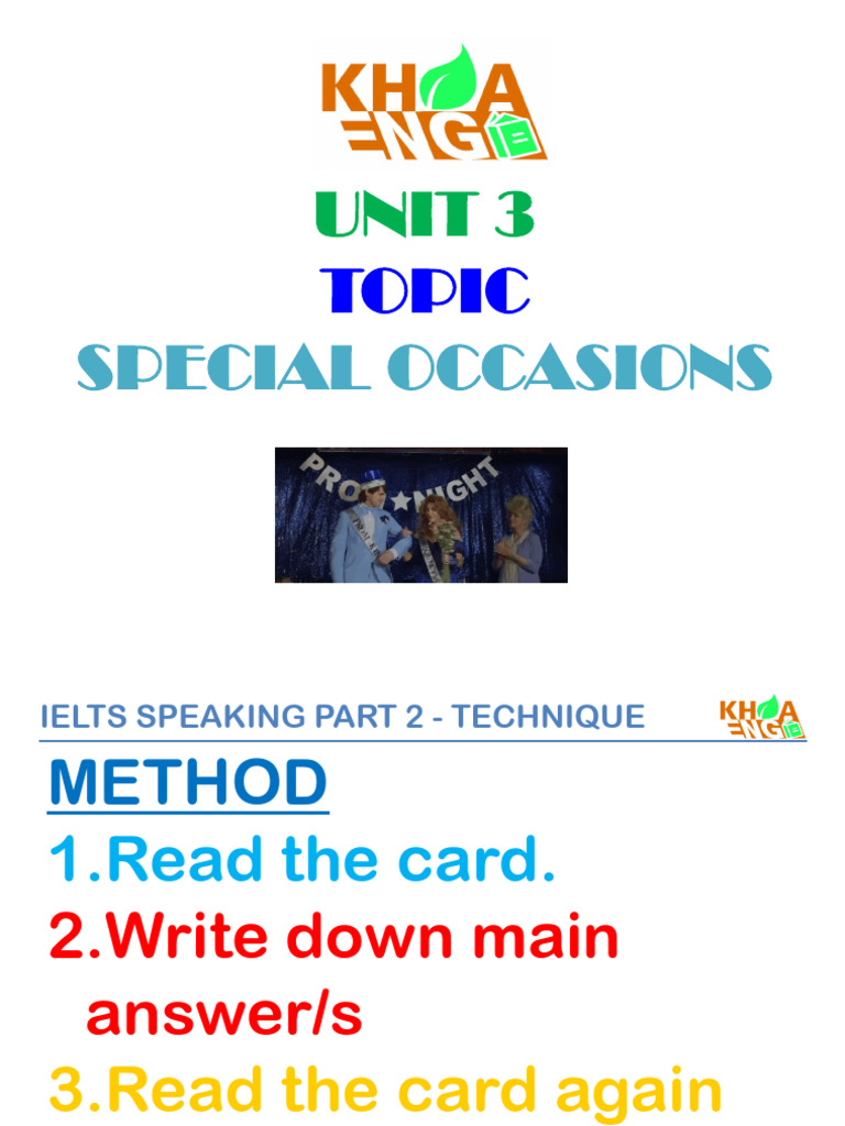 Unit 3: Special Occasions Speaking Guide | PDF | Vietnam