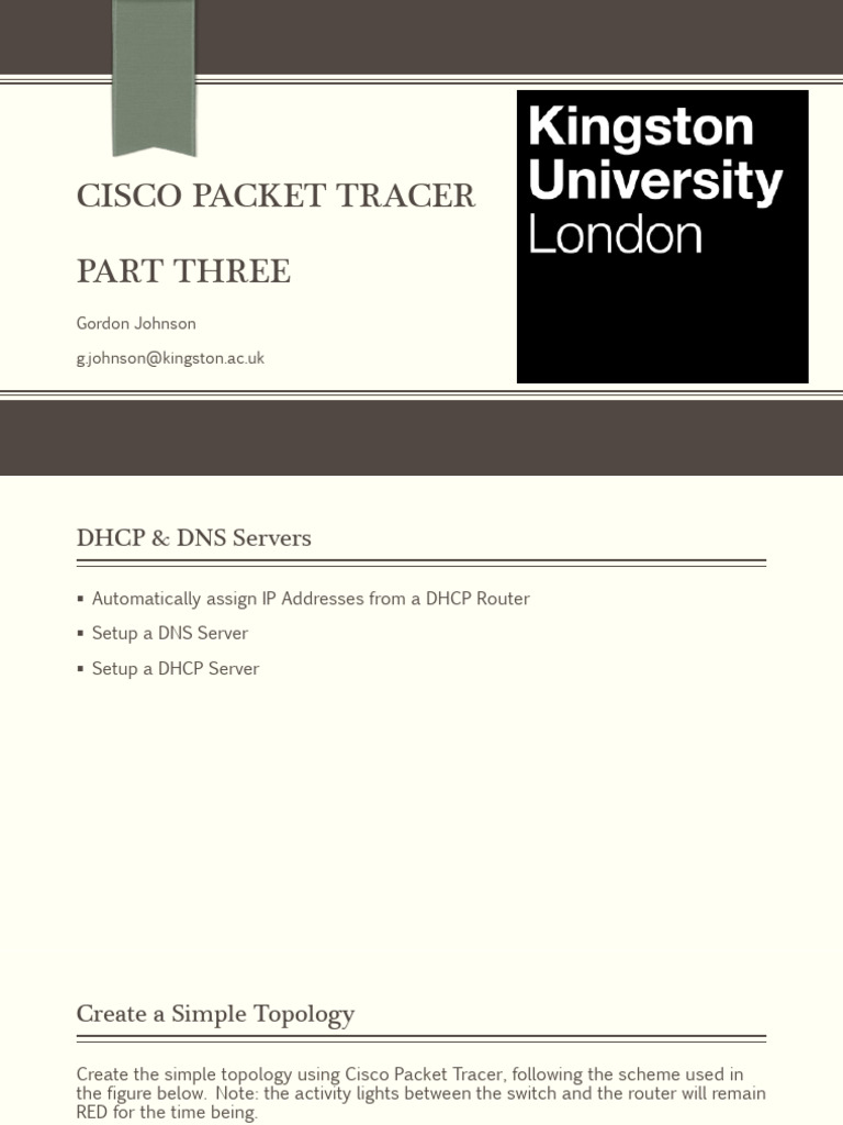 Cisco Packet Tracer: DHCP & DNS Setup | PDF | Ip Address | Router ...