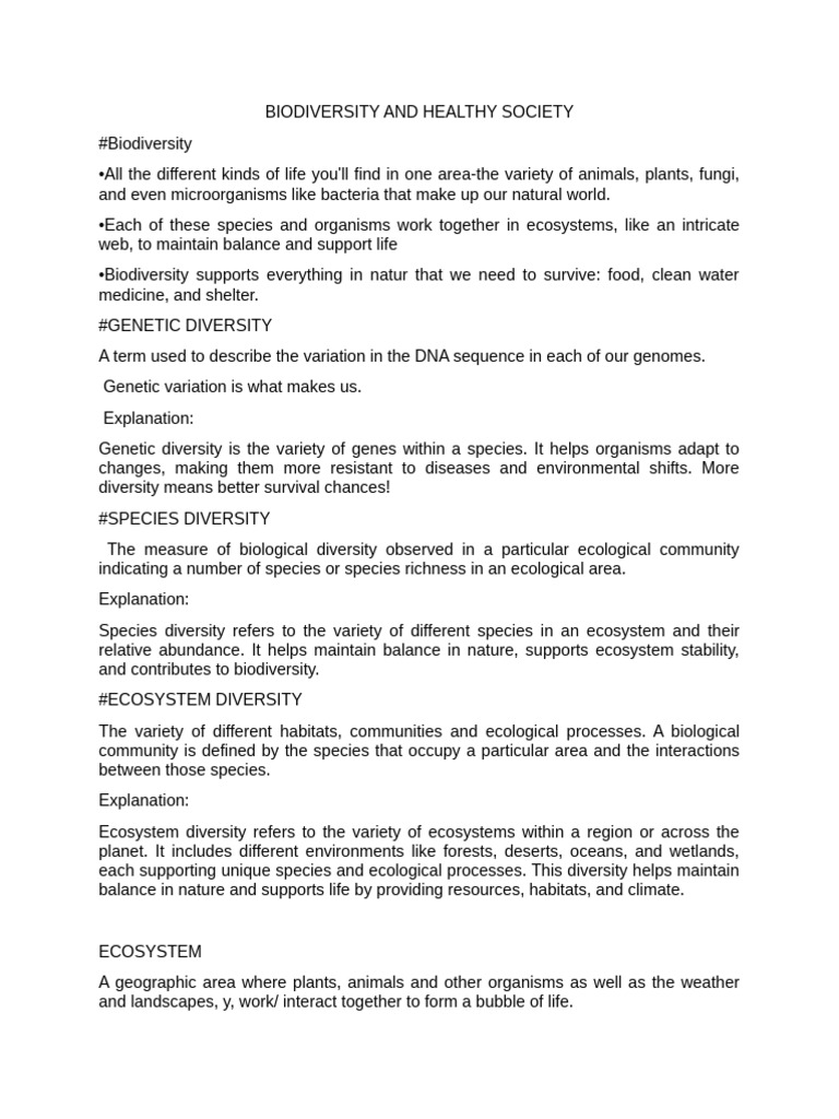 Importance of Biodiversity for Health | PDF | Biodiversity | Ecology