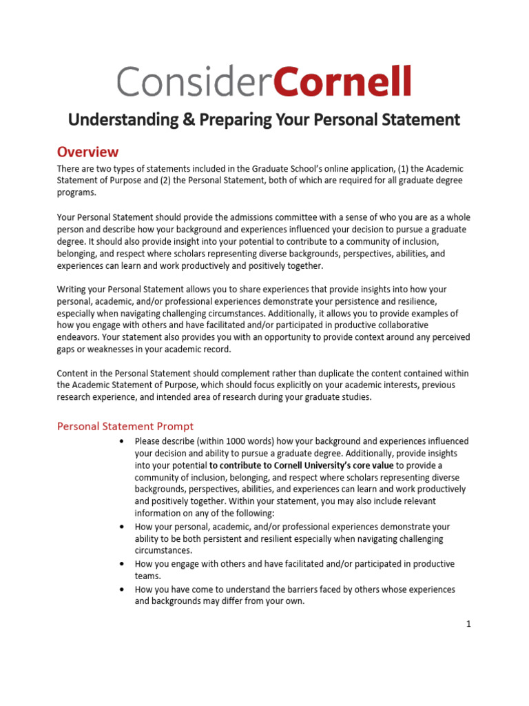 Crafting Your Graduate Personal Statement | PDF | Community | Social Policy