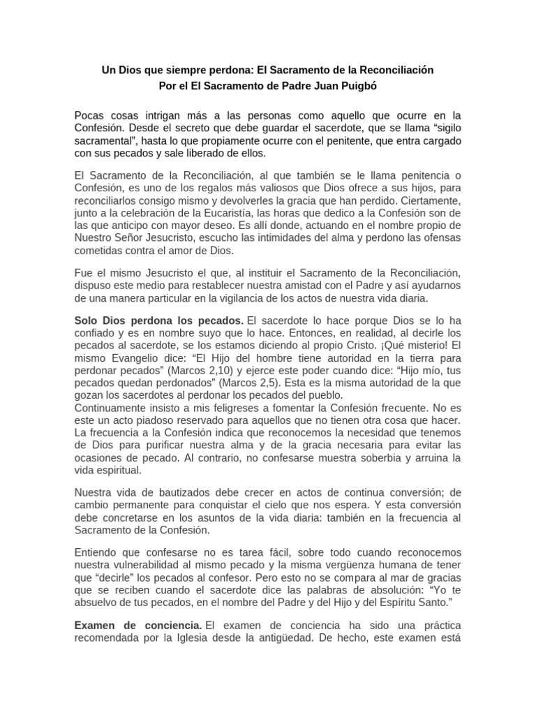 Reconciliación: El Perdón de Dios | PDF | Pecado | Oración
