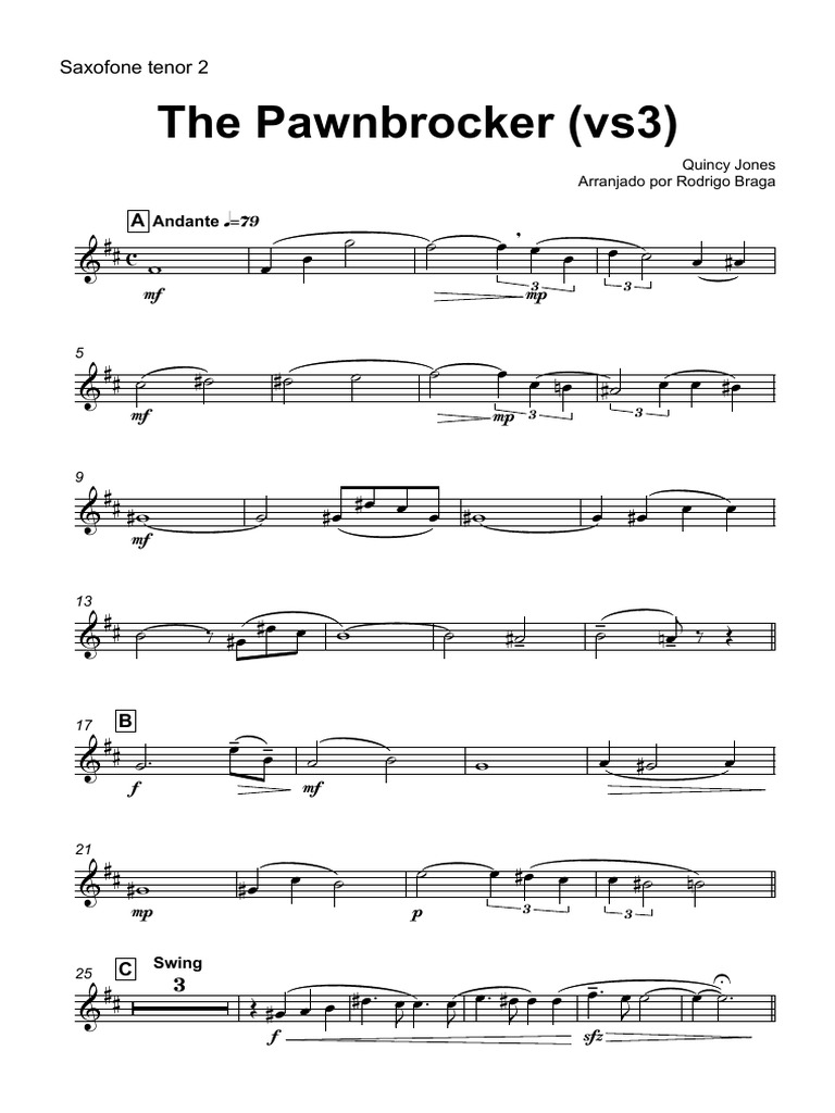 Tenor Saxophone Sheet Music Arrangement | PDF | Elements Of Music ...