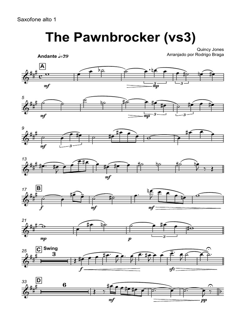 The Pawn Broker vs3 - Saxofone Alto 1 | PDF | Musical Forms | Elements ...