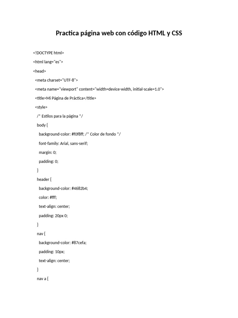 Practica Página Web Con Código HTML y CSS | PDF | HTML | Página web