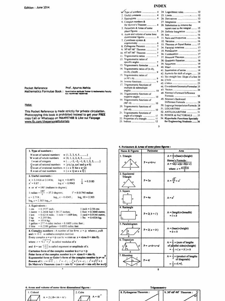 Formula Book Jee Neet | PDF | Trigonometric Functions | Elementary