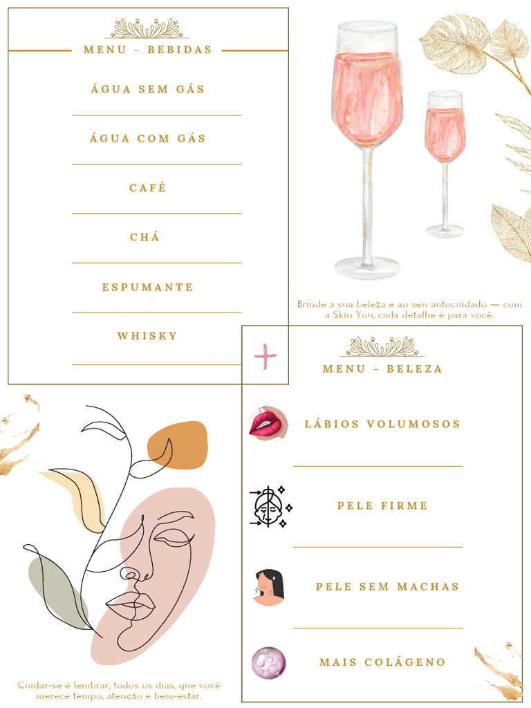 Menu de Bebidas e Beleza Skin You | PDF