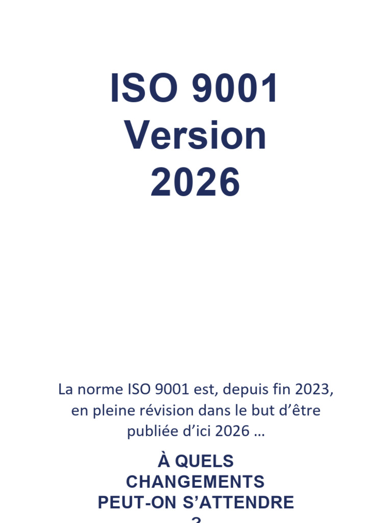 ISO 9001 Version 2026 : Changements Clés | PDF | Management de la ...
