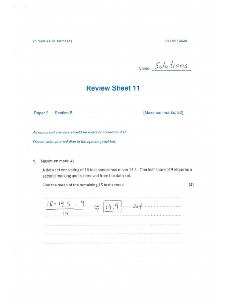 Rev. Sheet 11 - Solutions | PDF