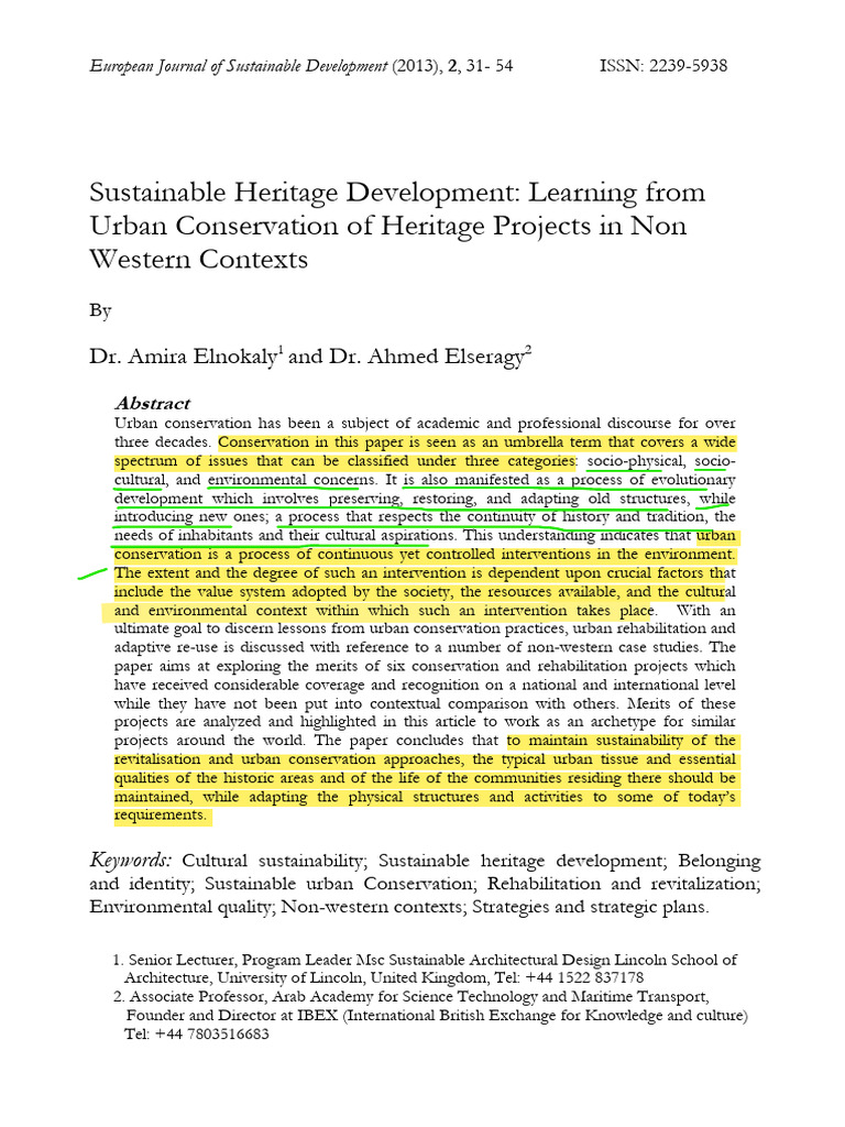 Sustainable Heritage Development | PDF | Sustainability | Conservation ...