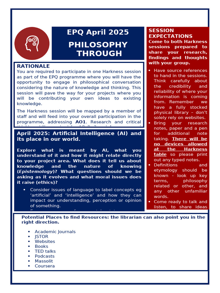 EPQ Harkness April 2025 | PDF | Knowledge | Artificial Intelligence