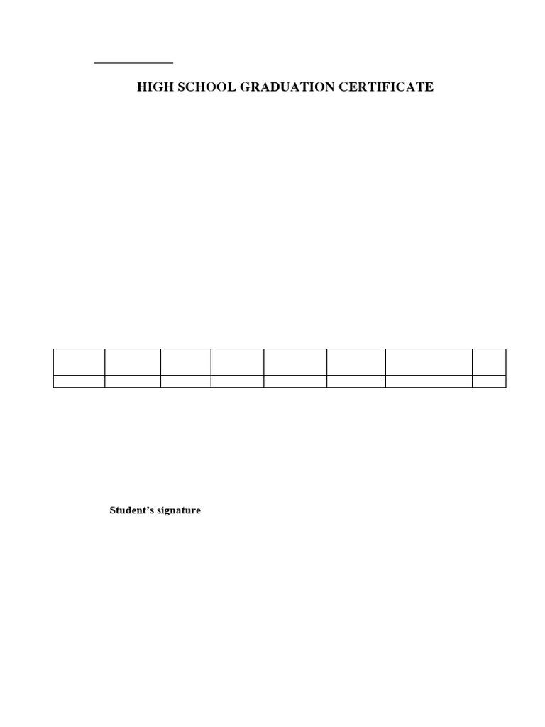 Provisional High School Graduation Certificate | PDF