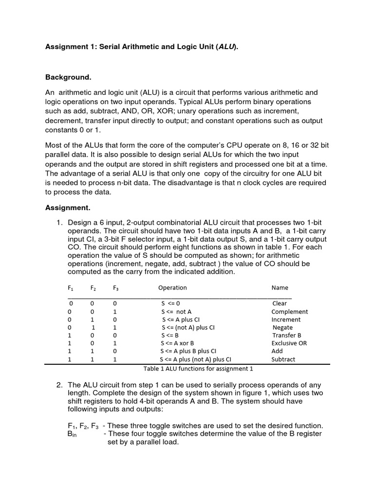 ALU Design for Computer Science 306 | PDF | Computer Engineering ...