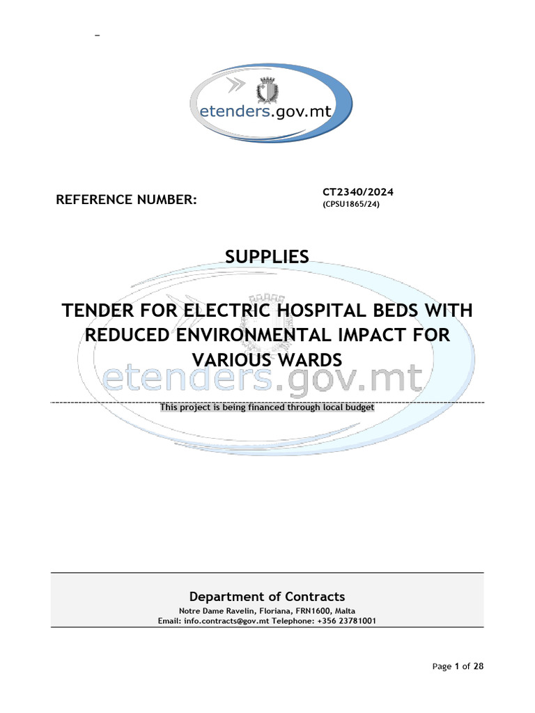 Tender for Eco-Friendly Hospital Beds | PDF | Government Procurement In ...