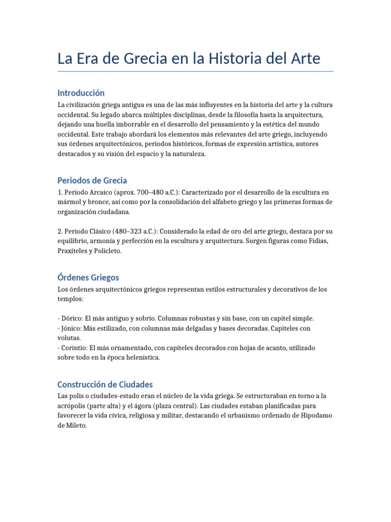 Arte de la Antigua Grecia | PDF | Escultura | Antigua Grecia