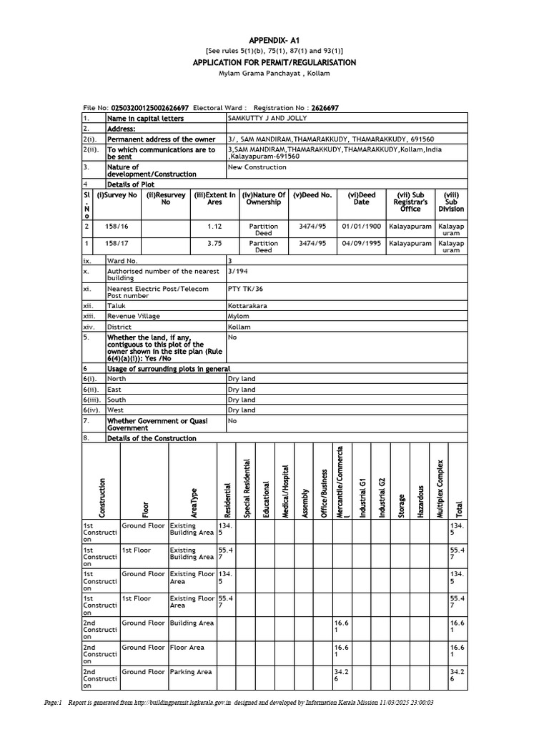 Mylam Grama Panchayat Permit Application | PDF