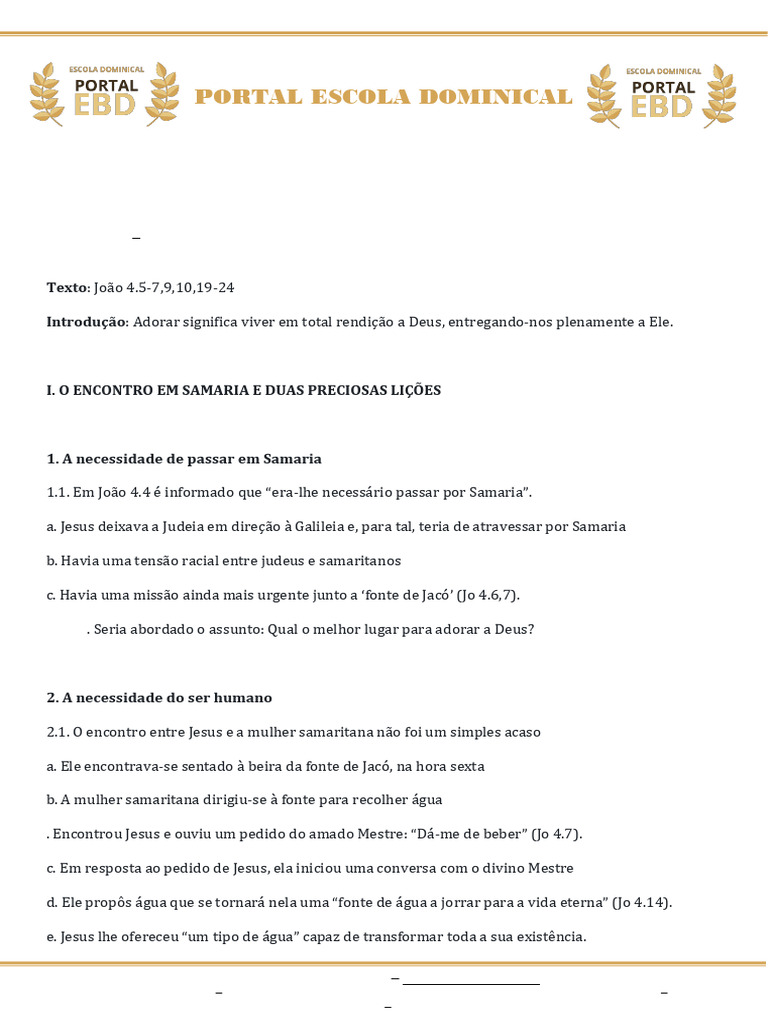 2T2025 - Esboço Da Lição 3 - A Verdadeira Adoração - Ev Marcos Jacob ...