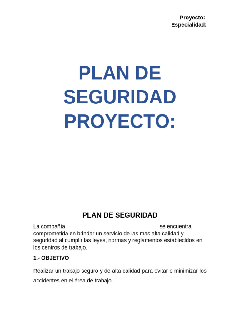 Plan de Seguridad Laboral Integral | PDF