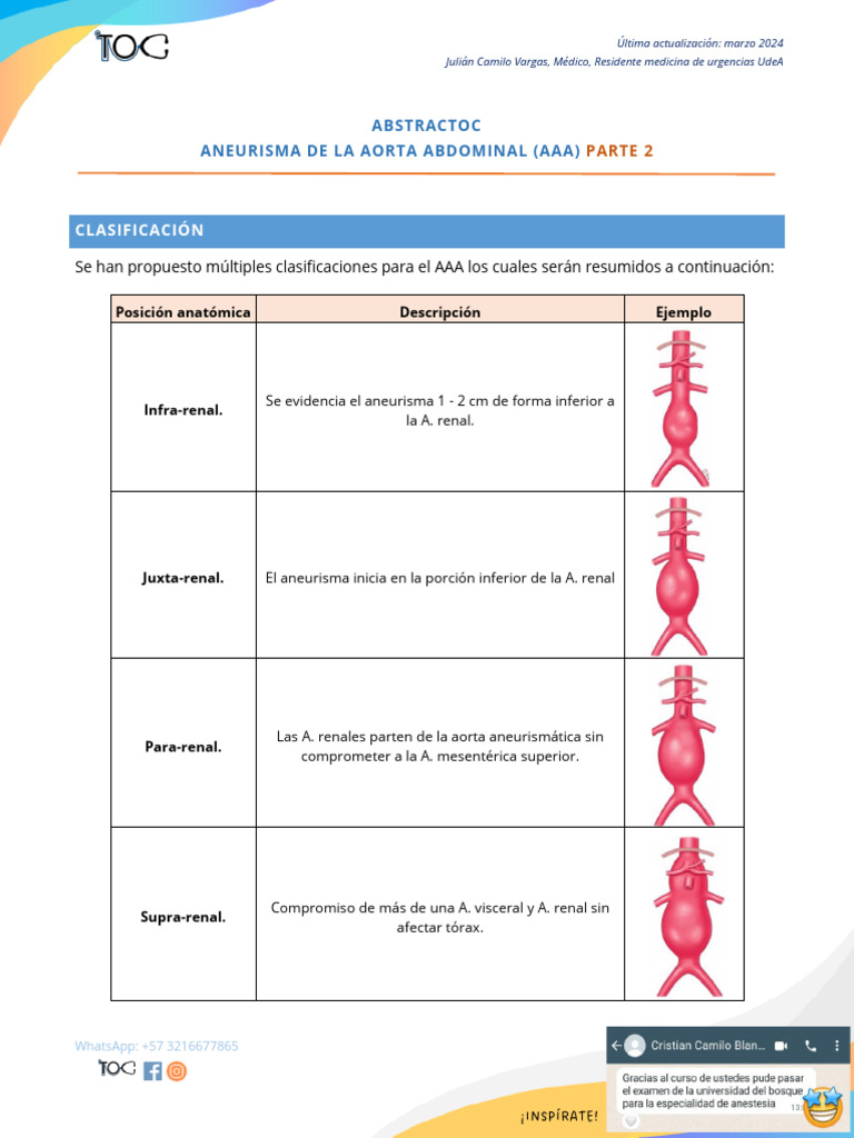 Aneurisma de La Aorta Abdominal AAA p2 | PDF | Especialidades Medicas ...