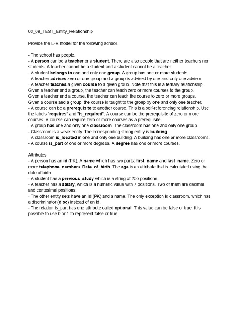 03 09 TEST Entity Relationship | PDF