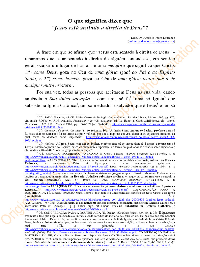 APL, O Que Significa Dizer Que Jesus Está Sentado À Direita de Deus ...