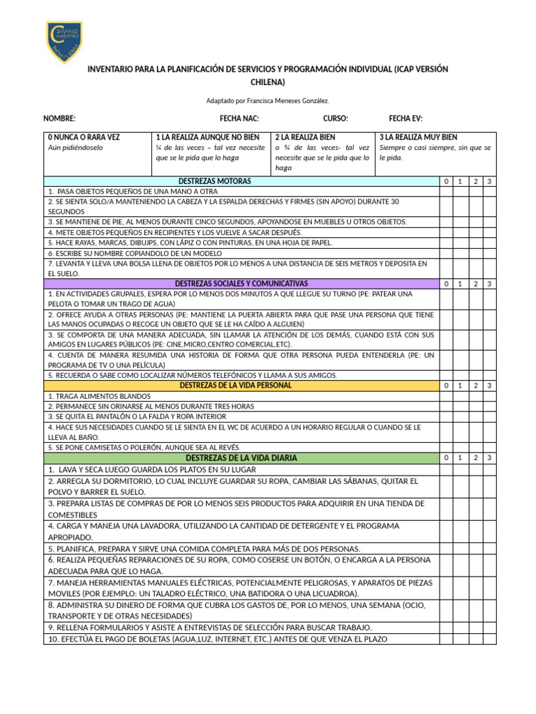 Inventario ICAP para Planificación de Servicios | PDF