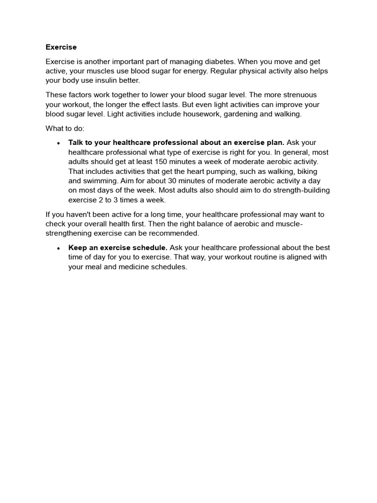 Exercise Tips for Managing Diabetes | PDF