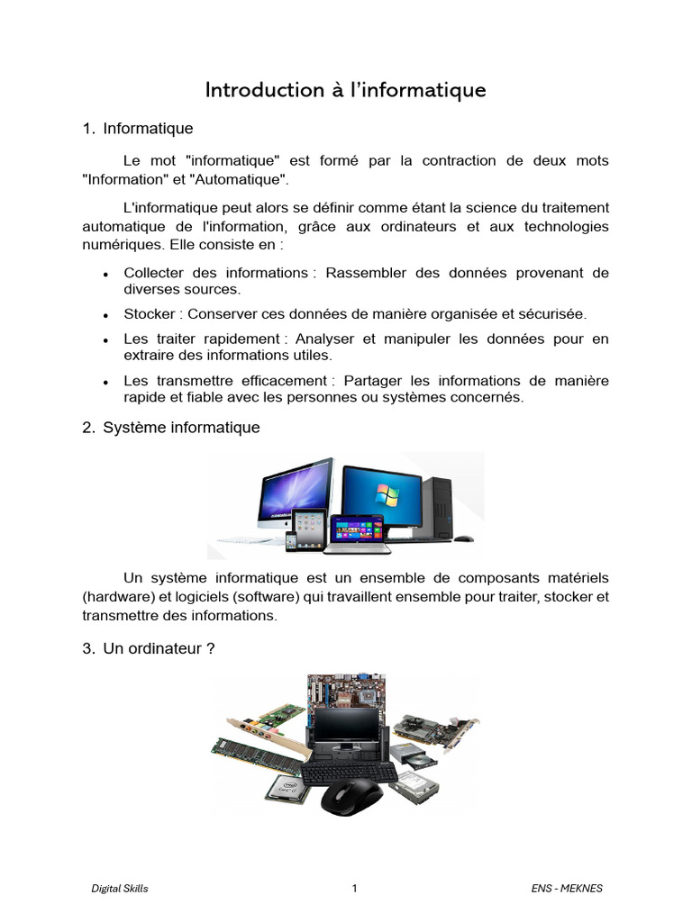 Introduction à l'informatique et ses concepts | PDF | Informatique ...