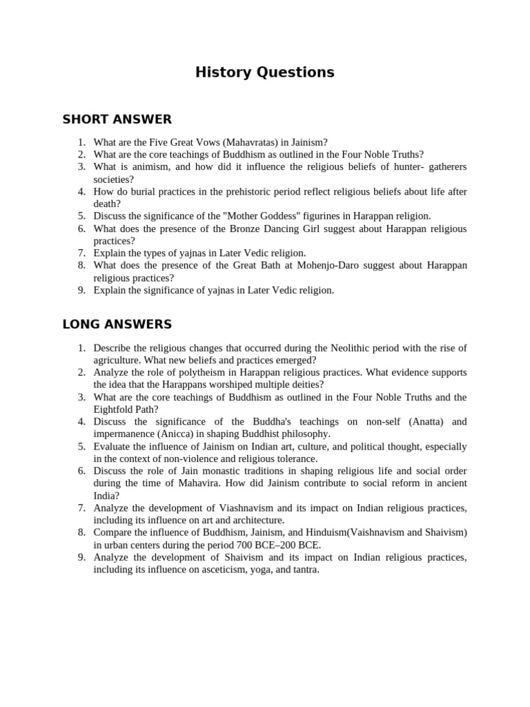 History Questions | PDF