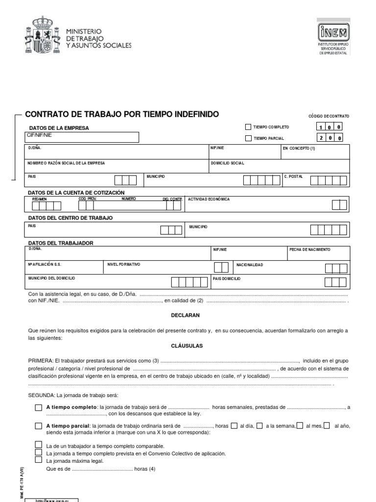 Contrato Por Tiempo Indefinido PDF Tiempo de trabajo Justicia