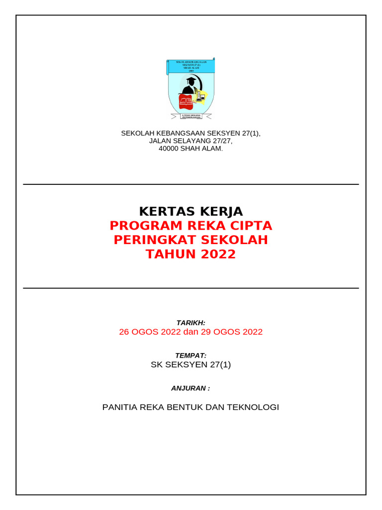 Kertas Kerja Pertandingan Reka Cipta | PDF