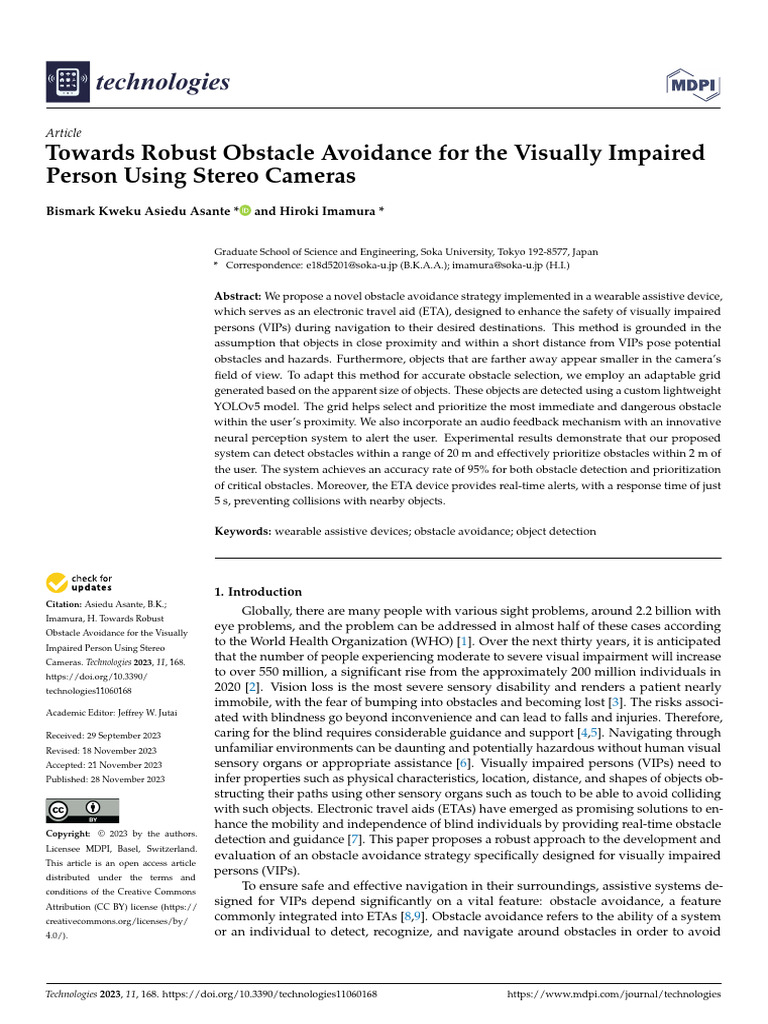 Towards Robust Obstacle Avoidance For The Visually Impaired Person ...