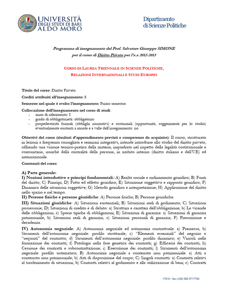 Diritto Privato | PDF