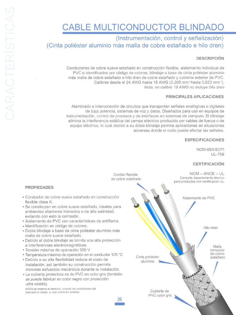 Ficha Tecnica Cable Multiconductor | PDF