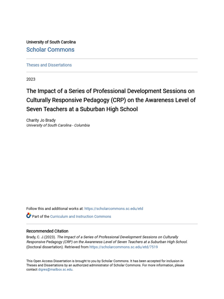 The Impact of A Series of Professional Development Sessions On Cu | PDF ...