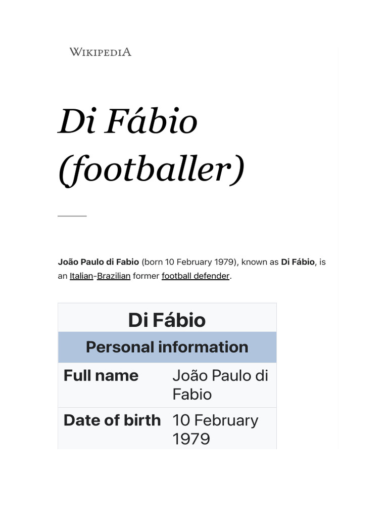 Di Fábio (Footballer) - Wikipedia | PDF