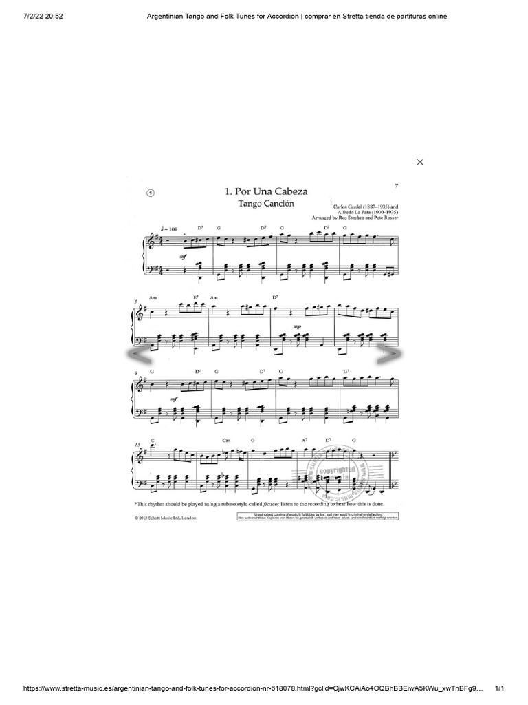 Argentinian Tango Accordion Sheet Music | PDF