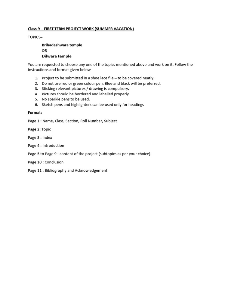 Class 9 English Project Guidelines 2025 | PDF