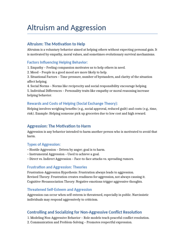 Altruism and Aggression | PDF