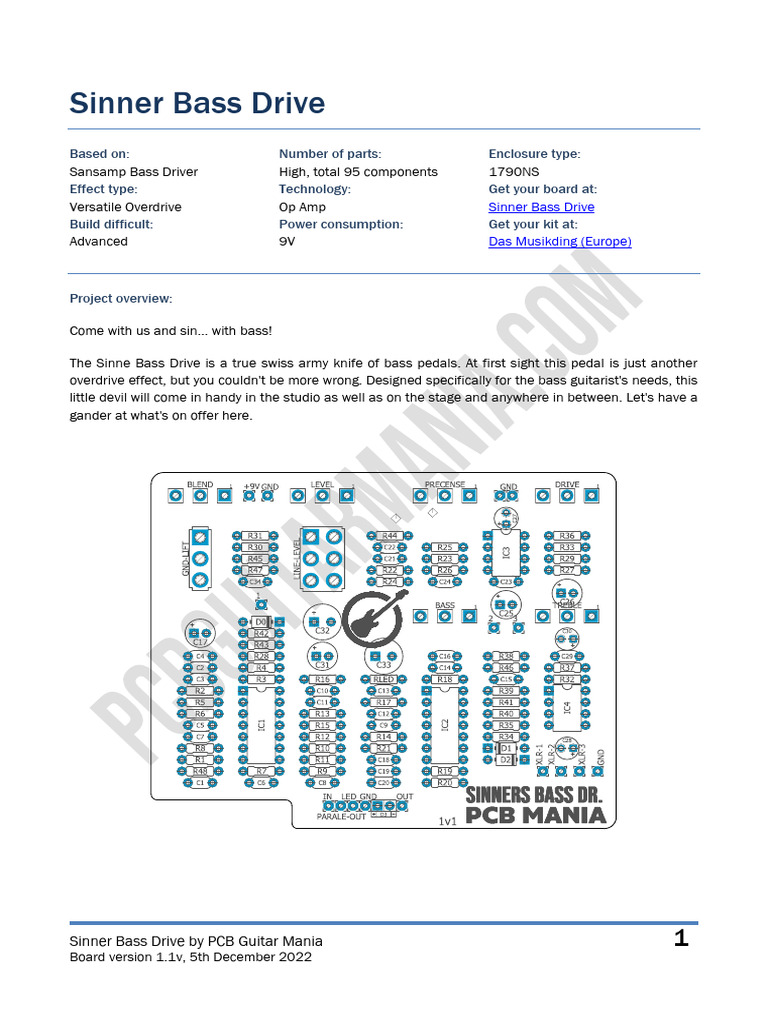 Sinner Bass Drive Overview and Build Guide | PDF | Printed Circuit ...