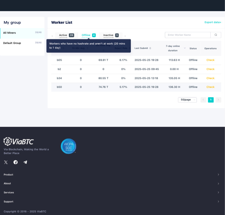 ViaBTC Worker Status Dashboard | PDF