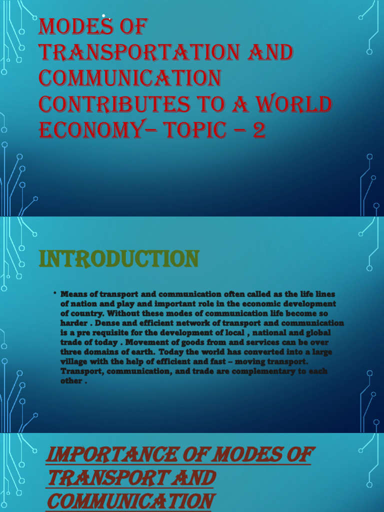 Transportation and Communication's Economic Impact | PDF | Economies ...