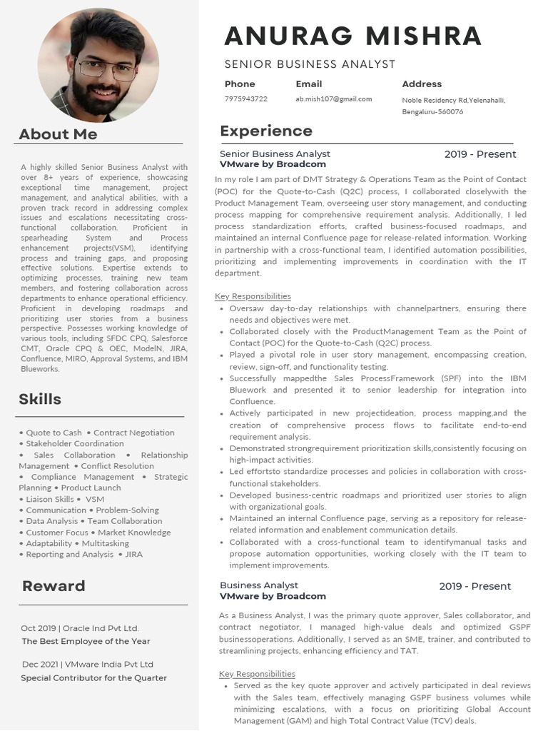 Senior Business Analyst Profile Summary | PDF | Oracle Corporation ...