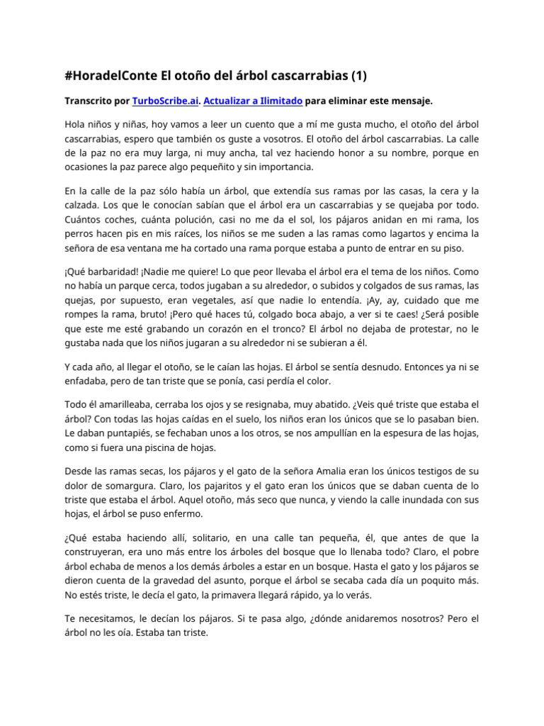 #HoradelConte El Otoño Del Árbol Cascarrabias | PDF